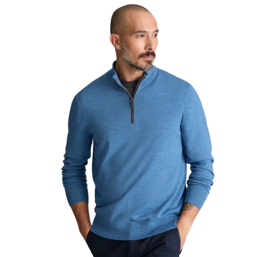 UNTUCKit Merino Wool Quarter-Zip Sweater – Blue